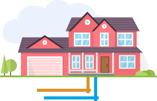 Pink House with Service Lines